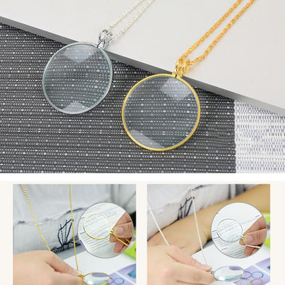 Metal Chain Round Expansion Mirror Glass Lens Necklace Magnifier(Silver) - Consumer Electronics by buy2fix | Online Shopping UK | buy2fix