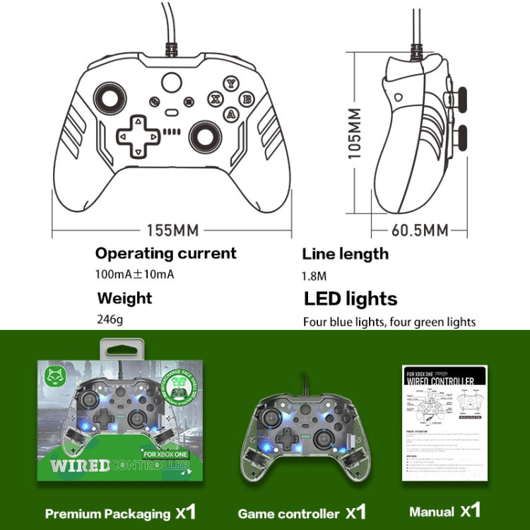 For Microsoft XBOX One / PC XO300 RGB Luminous Wired Gamepad(Transparent) - Gamepad by buy2fix | Online Shopping UK | buy2fix