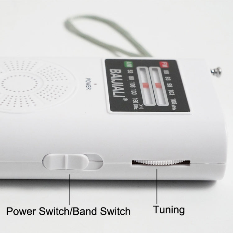 BAIJIALI KK-206 Mini Portable Radio Retro Pointer Multifunctional FM / AM Radio(White) - Consumer Electronics by BAIJIALI | Online Shopping UK | buy2fix