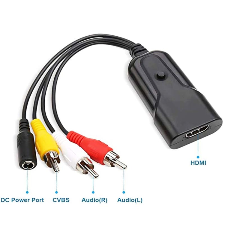 K13W HDMI To AV 1080P HD Converter, Cable Length: 0.5m(Black) -  by buy2fix | Online Shopping UK | buy2fix