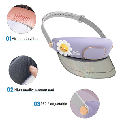 Cute Pet Bladeless Fan Hat USB Rechargeable Adjustable Speed Summer Sun Protection Sunshade Fan(Love Dragon) - Consumer Electronics by buy2fix | Online Shopping UK | buy2fix