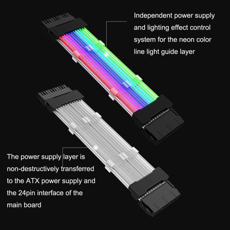 24pin Motherboard Power Supply Light Wire Black 5V ARGB Neon Color Line -  by buy2fix | Online Shopping UK | buy2fix