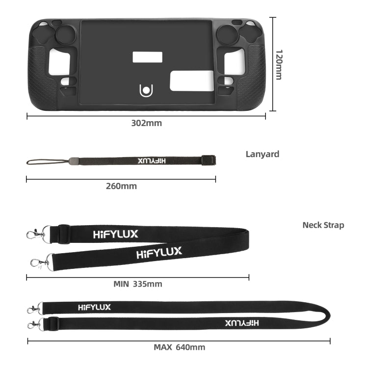 For Steam Deck Hifylux ST-PF14 Game Console Silicone Case Anti-scratch Non-slip Handheld Case Lanyard(Black) - Accessories by buy2fix | Online Shopping UK | buy2fix