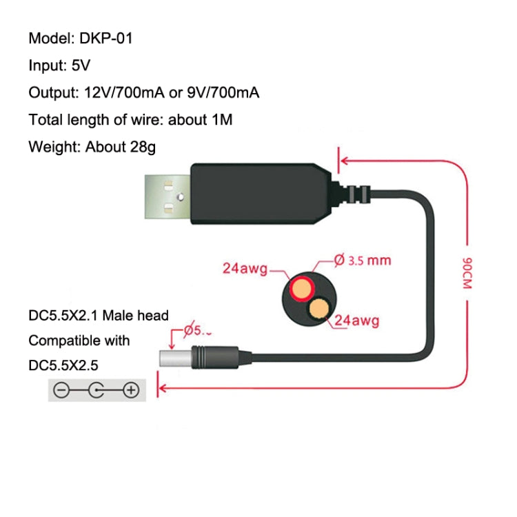 2pcs DC 5V to 12V USB Booster Line Mobile Power Cord - Power Cord by buy2fix | Online Shopping UK | buy2fix