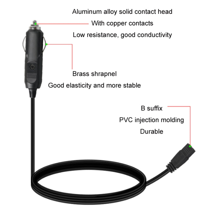 12V/24V Car Refrigerator Cable B Suffix Cigarette Lighter Plug Power Cord, Length: 2m With Switch -  by buy2fix | Online Shopping UK | buy2fix