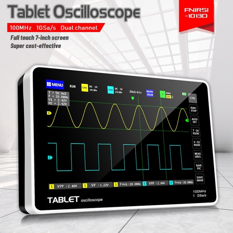 FNIRSI 1013D 1GS Sampling Dual Channel 100M Bandwidth Digital Oscilloscope, US Plug(English) - Digital Multimeter by FNIRSI | Online Shopping UK | buy2fix