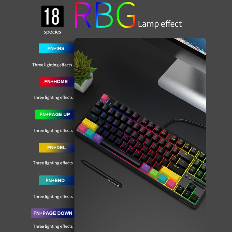 Ajazz K870T 87-Key Hot Swap Bluetooth/Wired Dual Mode RGB Backlight Office Game Mechanical Keyboard Tea Shaft (White) - Wireless Keyboard by Ajazz | Online Shopping UK | buy2fix