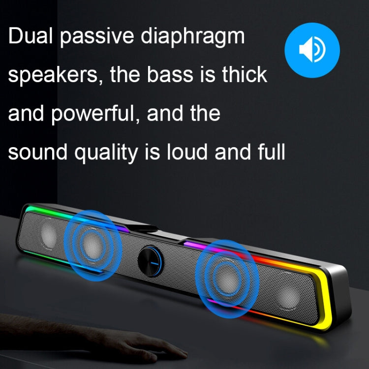 Wired Version HP DHE6002S RGB Lights HiFi Sound Effect Computer Audio Desktop Long Strip Speakers -  by HP | Online Shopping UK | buy2fix