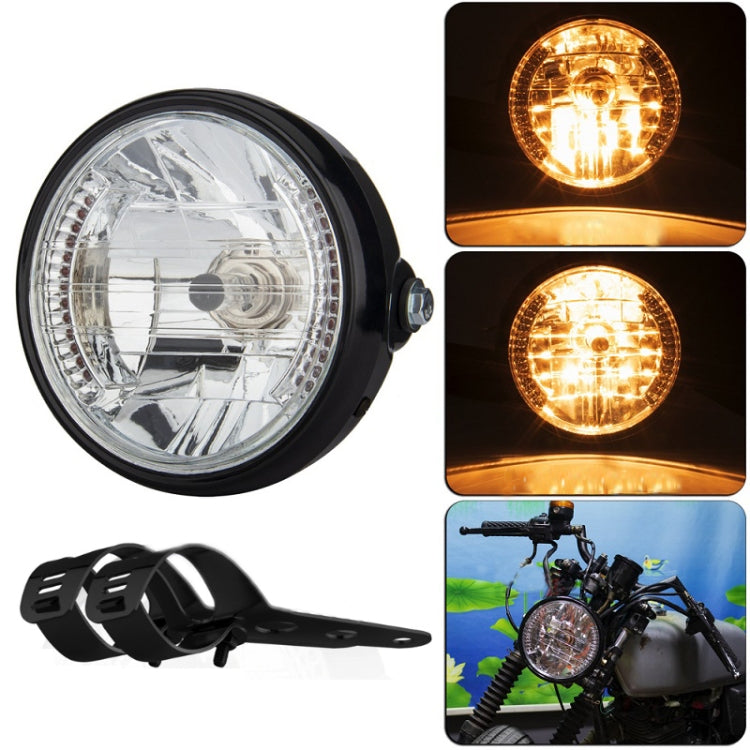 Motorcycle 7 Inch LED Headlamp Angel Ring Steering Function With Bracket(Shock Absorber Diameter 28-36mm) - Headlights by buy2fix | Online Shopping UK | buy2fix