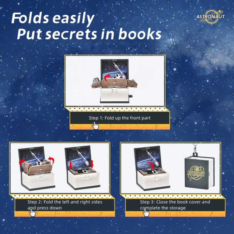 Stereo Folding Book Keychain Kids Educational Toys(Space Astronaut Blue) - Key Rings by buy2fix | Online Shopping UK | buy2fix