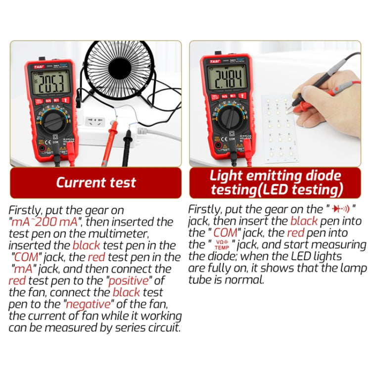 TASI TA801A Digital Multimeter Fully Automatic Multifunctional Digital Current Meter(Manual Model, Without Capacitor Measurement) - Digital Multimeter by TASI | Online Shopping UK | buy2fix