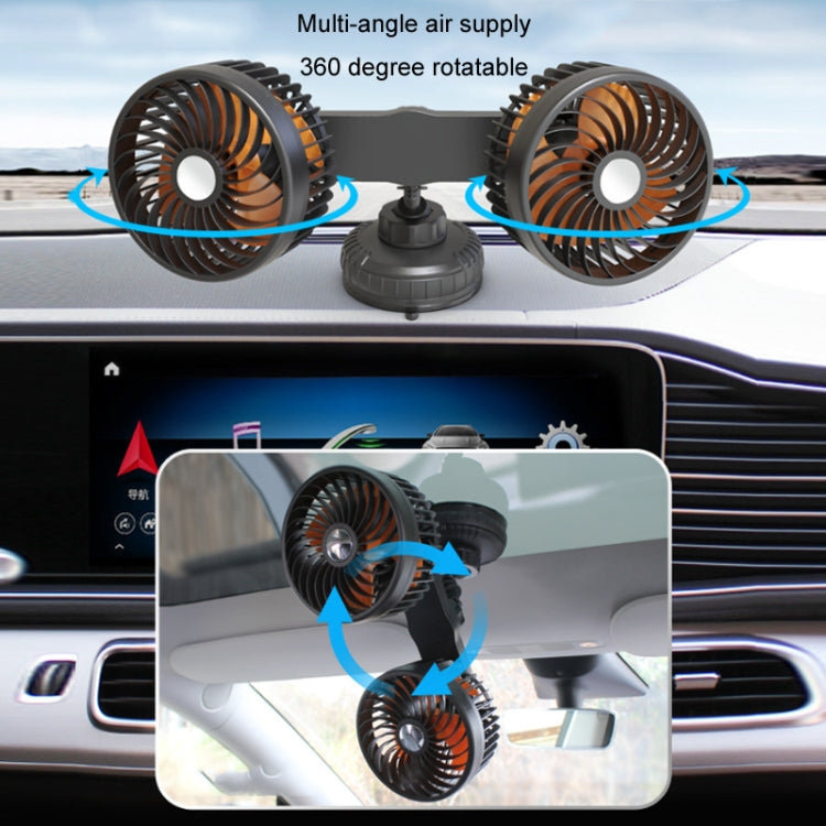 F6026 Large Suction Cup Vehicle-Mounted Double-Head Fan, Model: USB - Heating & Fans by buy2fix | Online Shopping UK | buy2fix