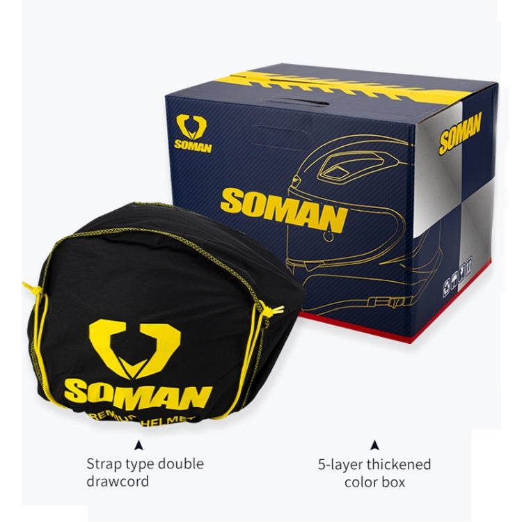 SOMAN Motorcycle Carbon Fiber Double Lens Thermal Safety Helmet, Size: S(Snake Carbon Fiber) - Helmets by SOMAN | Online Shopping UK | buy2fix