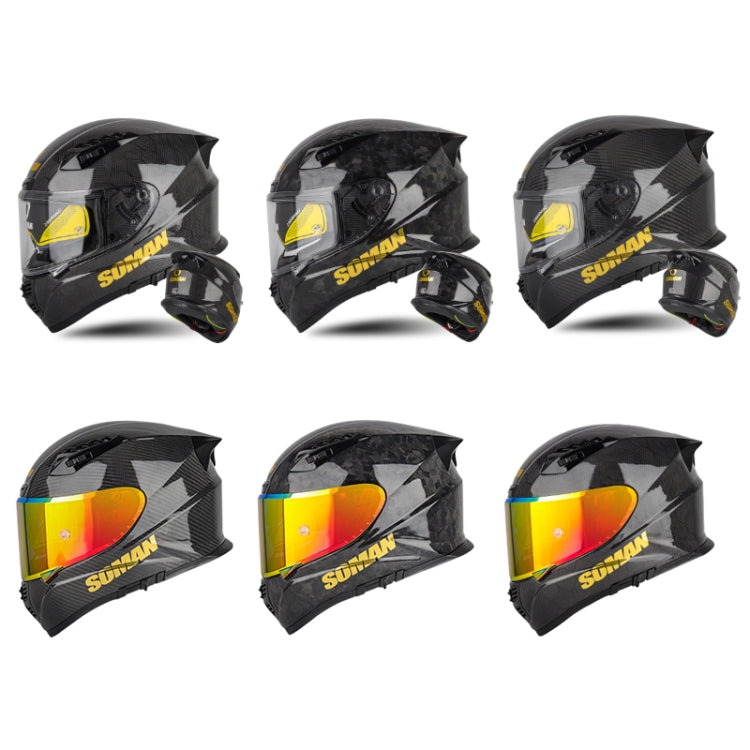 SOMAN Motorcycle Carbon Fiber Double Lens Thermal Safety Helmet, Size: L(Snake Carbon Fiber) - Helmets by SOMAN | Online Shopping UK | buy2fix