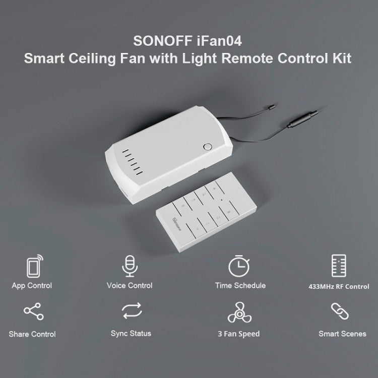 SONOFF iFan04-H APP Remote Control Smart Fan Light Switch Support Tmall Genie（220V-240V） - Smart Switch by buy2fix | Online Shopping UK | buy2fix