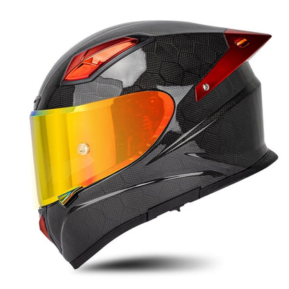 SOMAN Four Seasons Full Cover Motorcycle Helmet, Size: L(Snake Carbon Fiber Red) - Helmets by SOMAN | Online Shopping UK | buy2fix