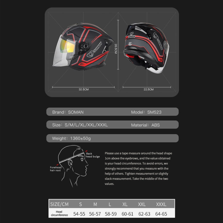 SOMAN Motorcycle Electric Bicycle Dual Lens Riding Helmet, Size: M(Pearl White) - Helmets by SOMAN | Online Shopping UK | buy2fix