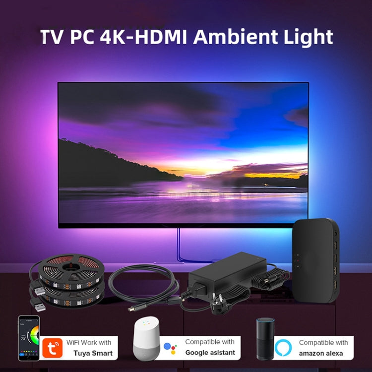 HDMI 2.0-PRO Smart Ambient TV Led Backlight Led Strip Lights Kit Work With TUYA APP Alexa Voice Google Assistant 2 x 4m(US Plug) - Casing Waterproof Light by buy2fix | Online Shopping UK | buy2fix