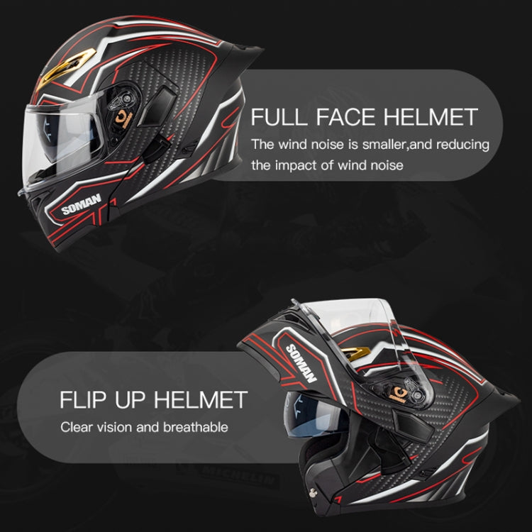 SOMAN Motorcycle Dual Lens Riding Peel-Off Full Coverage Helmet, Size: XXL(Sapphire Vision) - Helmets by SOMAN | Online Shopping UK | buy2fix