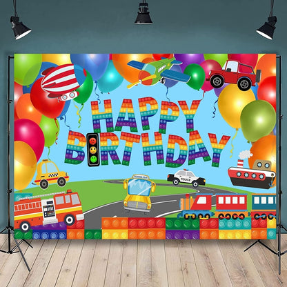 180x110cm Train Fire Truck Party Background Cloth -  by buy2fix | Online Shopping UK | buy2fix