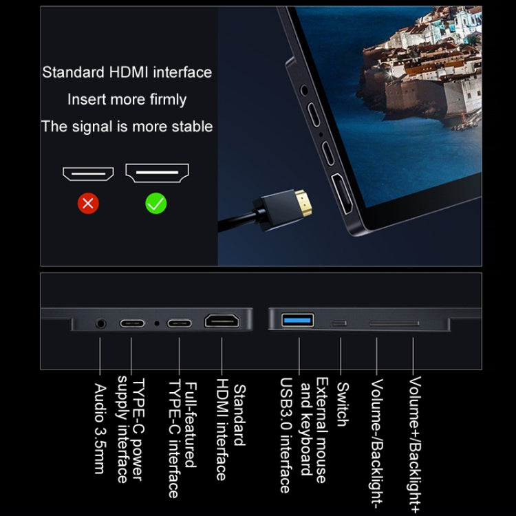 13.3 inch Touch Version 4K Portable External Extended Screen Display For Switch/PS5/Mobile Phone/Computer(US Plug) - LCD Monitors by buy2fix | Online Shopping UK | buy2fix