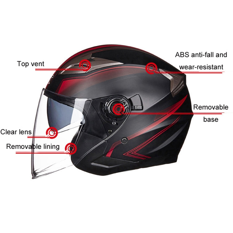 GXT 708 Electric Vehicle Dual Lens Helmet Four Seasons Safety Helmet, Size: L(Bright Black Blue) - Helmets by GXT | Online Shopping UK | buy2fix