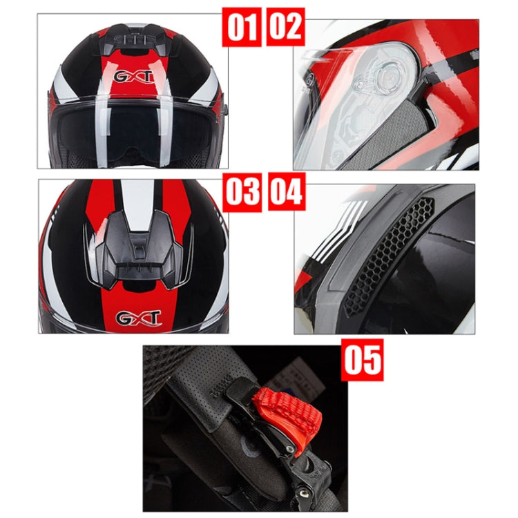 GXT Electric Vehicle Four Seasons Sun Protection & Windshield Double Lens Helmet, Size: XL(Bright Black Red) - Helmets by GXT | Online Shopping UK | buy2fix