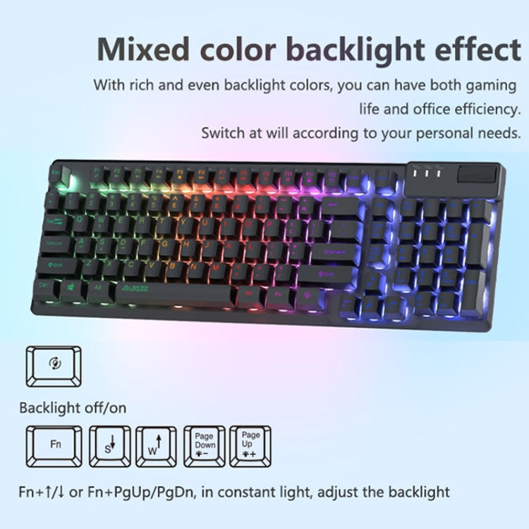 Ajazz AF981 96 Keys Office Gaming Illuminated Wired Keyboard, Cable Length: 1.6m(Black) - Wired Keyboard by Ajazz | Online Shopping UK | buy2fix