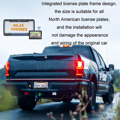 Solar License Plate Frame Wireless Transmission Reversing Camera Display - Rear View Cameras by buy2fix | Online Shopping UK | buy2fix