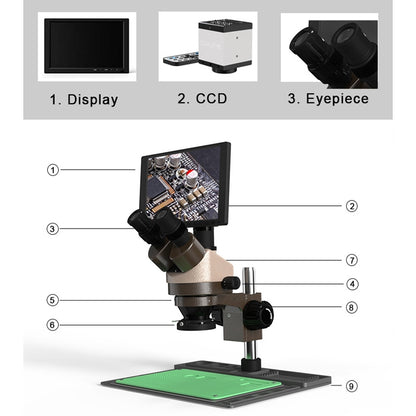 BAKU BA-011 Binomial Electronic Microscope Jewelry Appraisal Mobile Phone Repair With PCB Patch Repair Platform(EU Plug 220V) - Digital Microscope by BAKU | Online Shopping UK | buy2fix
