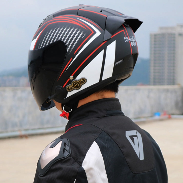 KUQIBAO Motorcycle Smart Bluetooth Sun Protection Double Lens Safety Helmet, Size: XL(White Phantom Fiber+Gray Tail) - Helmets by KUQIBAO | Online Shopping UK | buy2fix