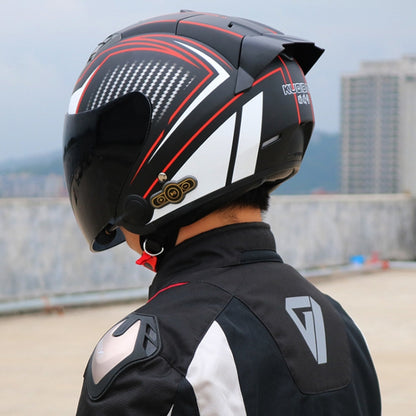 KUQIBAO Motorcycle Smart Bluetooth Sun Protection Double Lens Safety Helmet, Size: XXL(White+Gray Tail) - Helmets by KUQIBAO | Online Shopping UK | buy2fix