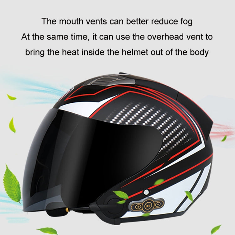 KUQIBAO Motorcycle Smart Bluetooth Sun Protection Double Lens Safety Helmet, Size: M(Matte Black+Black Tail) - Helmets by KUQIBAO | Online Shopping UK | buy2fix