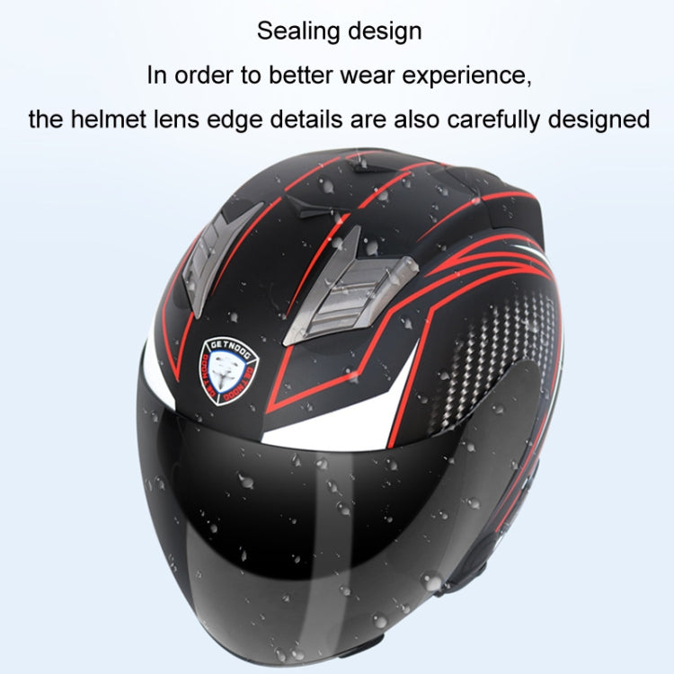 KUQIBAO Motorcycle Smart Bluetooth Sun Protection Double Lens Safety Helmet, Size: XL(Bright Black) - Helmets by KUQIBAO | Online Shopping UK | buy2fix