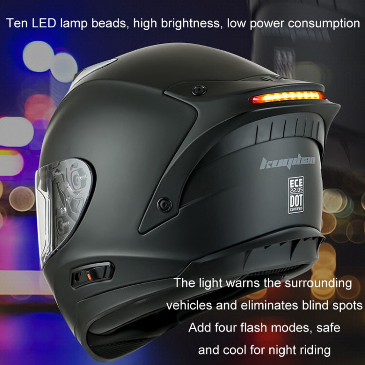 KUQIBAO Motorcycle Dual Lens Anti-Fog Helmet With LED Light, Size: M(Matte Black) - Helmets by KUQIBAO | Online Shopping UK | buy2fix