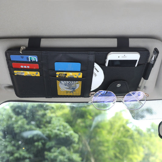 Car Sun Visor Decorative Storage Bill Glasses Holder, Color: Black With Zipper - Sunglasses & Glasses Clips by buy2fix | Online Shopping UK | buy2fix