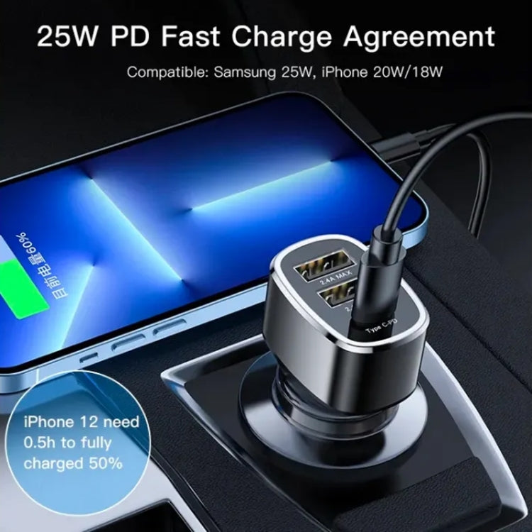 Yesido Y47 49W Double USB+Type-C/USB-C Port Car Fast Charger(Black) - Car Charger by Yesido | Online Shopping UK | buy2fix