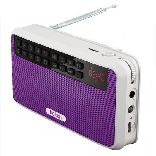 Rolton E500 Bluetooth Speaker 2.1-Channel Built-In Microphone Supports FM Radio(Purple) - Mini Speaker by Rolton | Online Shopping UK | buy2fix