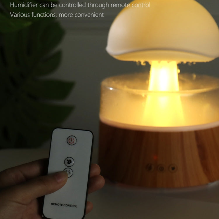 500ml Rain Humidifier Mushroom Cloud Colorful Night Lamp Aromatherapy Machine With Remote Control, Style: Rechargeable(Wood Grain) - Air Purifiers & Accessories by buy2fix | Online Shopping UK | buy2fix