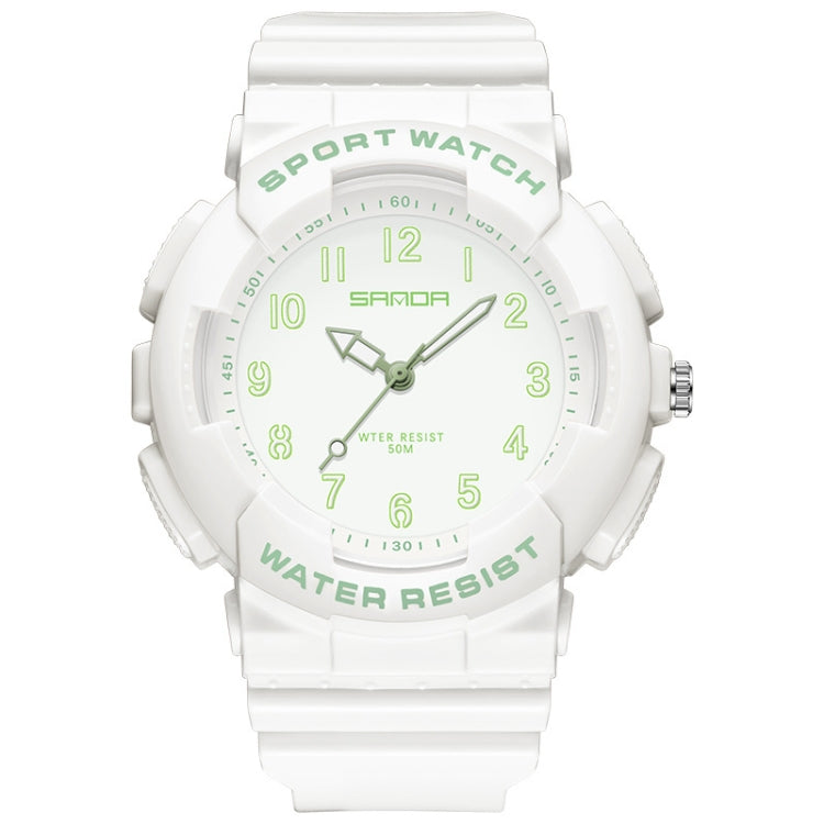 SANDA Small Fresh Digital All-match Waterproof Luminous Student Watch(White Green) - LED Digital Watches by SANDA | Online Shopping UK | buy2fix