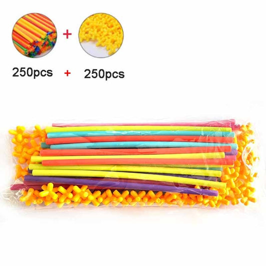 250pcs Pipe+250 Connectors DIY Plastic 4D Straw Building Blocks Joint Funny Development Toys - Building Blocks by buy2fix | Online Shopping UK | buy2fix