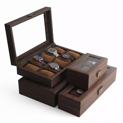 Wood Grain Leather Watch Display Box Watch Storage Case Jewelry Box, Style: 12 Digit Long - Watch Storages by buy2fix | Online Shopping UK | buy2fix