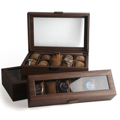 Wood Grain Leather Watch Display Box Watch Storage Case Jewelry Box, Style: 12 Digit Long - Watch Storages by buy2fix | Online Shopping UK | buy2fix