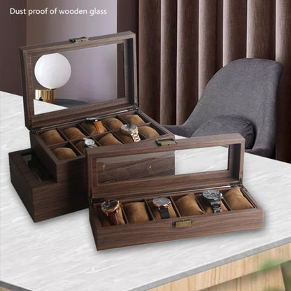 Wood Grain Leather Watch Display Box Watch Storage Case Jewelry Box, Style: 12 Digit Long - Watch Storages by buy2fix | Online Shopping UK | buy2fix