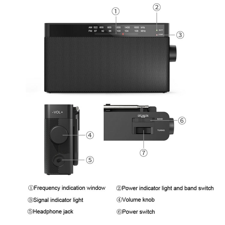 AM/FM Radio Small Walkman With 3.5mm Headphone Jack(Black) - Radio Player by buy2fix | Online Shopping UK | buy2fix