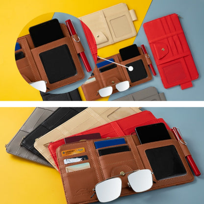 Car Sun Visor Storage Glasses Card Holder Mobile Phone Storage Bag(Zipper Brown) - Sunglasses & Glasses Clips by buy2fix | Online Shopping UK | buy2fix