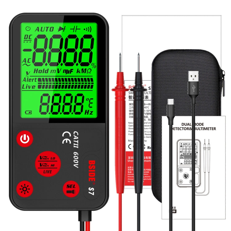 BSIDE ADMS7 Smart Thin Digital Multimeter Counts DC AC Voltmeter, Model: Charging Model With Tool Package - Digital Multimeter by BSIDE | Online Shopping UK | buy2fix