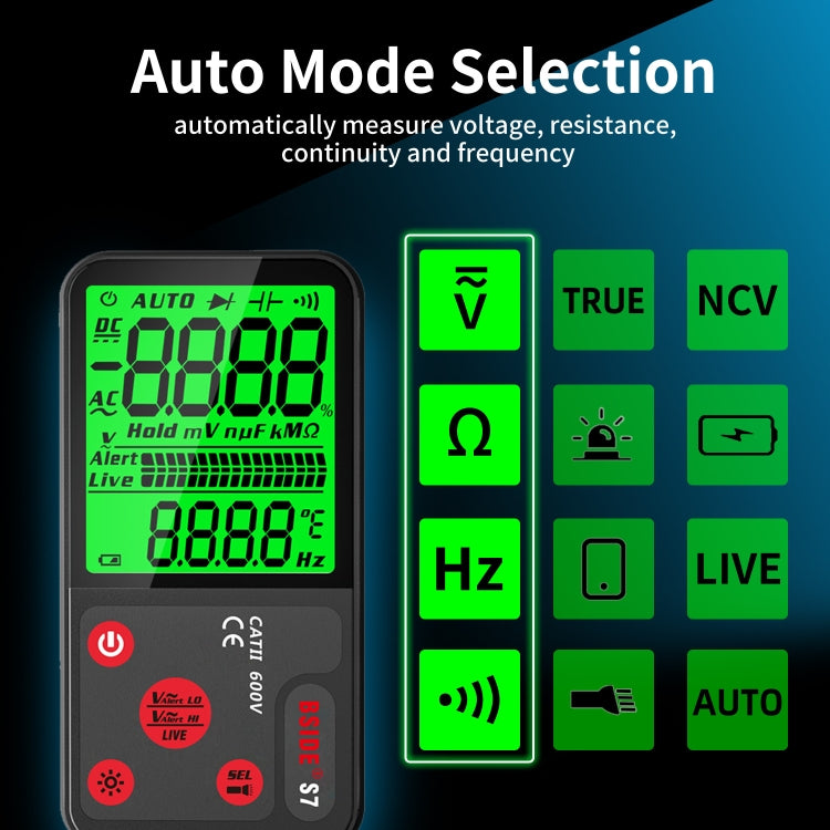 BSIDE ADMS7 Smart Thin Digital Multimeter Counts DC AC Voltmeter, Model: Charging Model With Tool Package - Digital Multimeter by BSIDE | Online Shopping UK | buy2fix