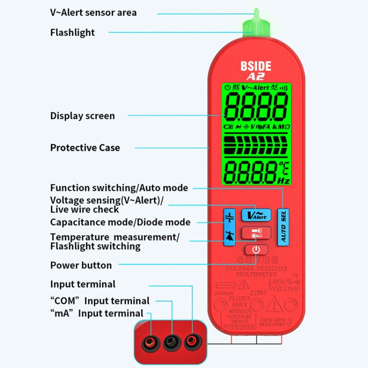 BSIDE A2 Charging Model Mini Digital Auto-Ranging Pencil Multimeter, Specification: Standard - Digital Multimeter by BSIDE | Online Shopping UK | buy2fix