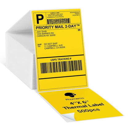 500sheets 4×6 Inch Stickers Thermal Label Paper For Phomemo PM-246S / PM-241BT / D520BT, Style: Folding Yellow - Printer Accessories by buy2fix | Online Shopping UK | buy2fix